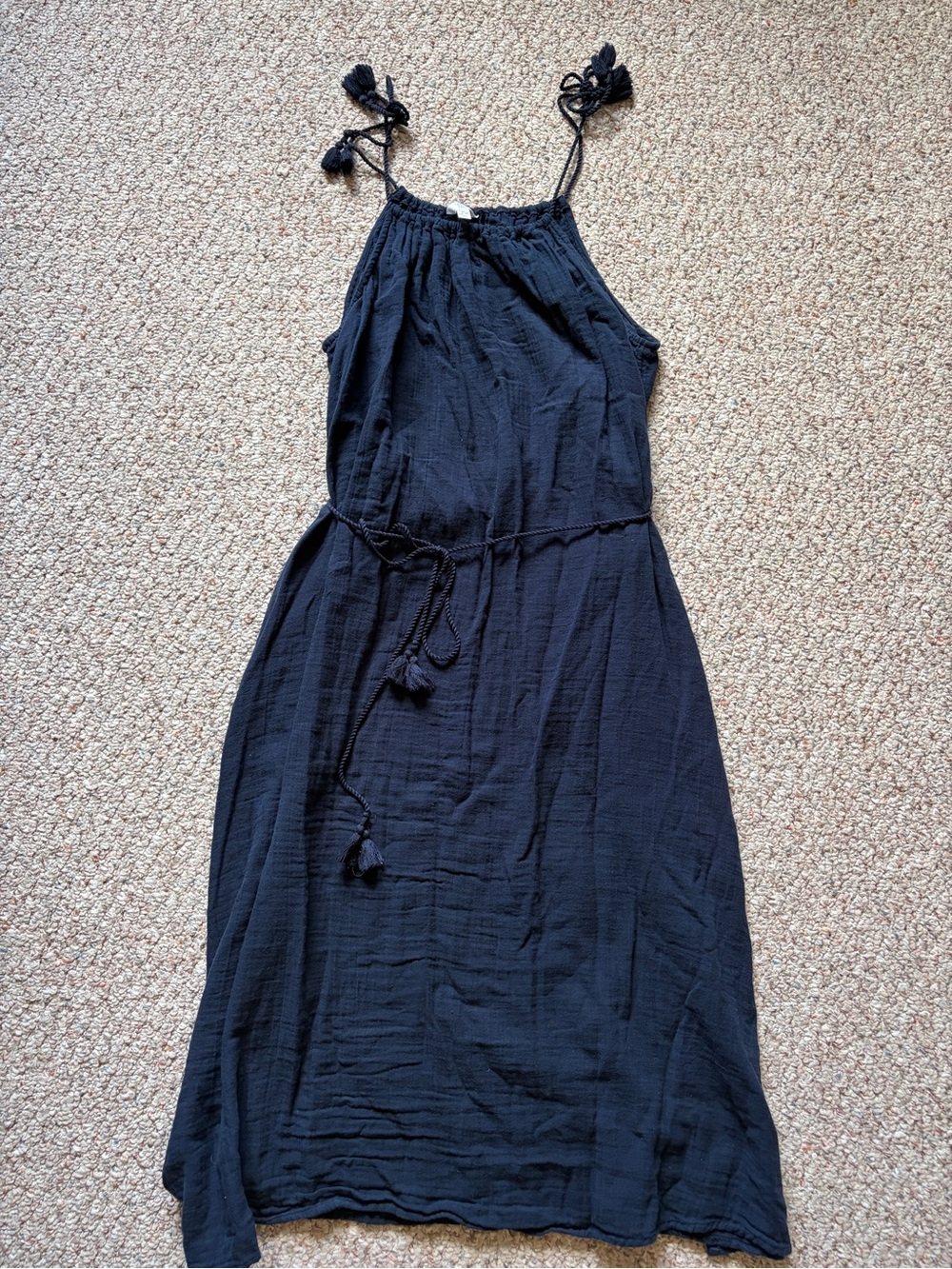 Time & Tru Spaghetti Adjustable Strap Maxi Summer Dress Navy Blue Women XL 16-18